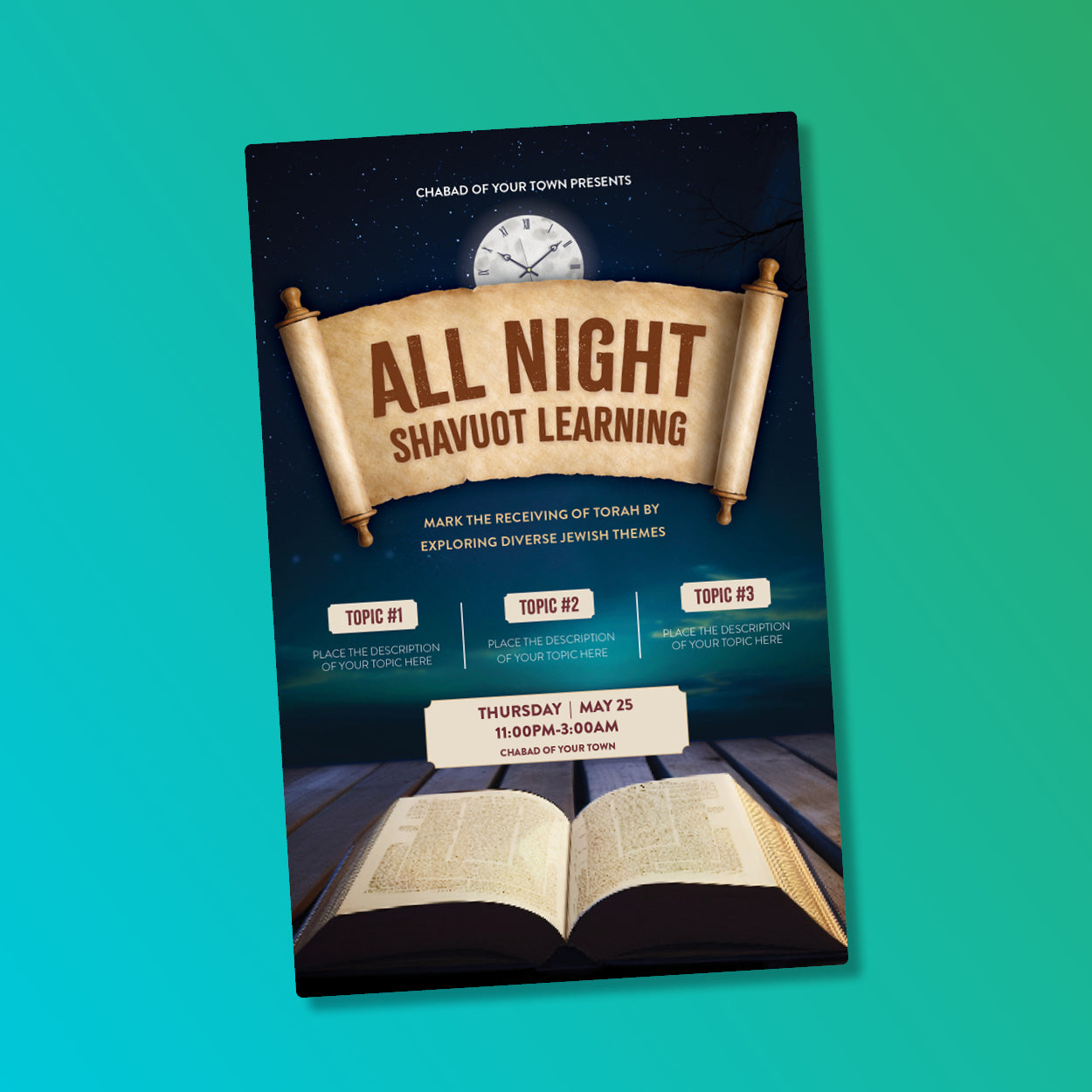 Shavuot Learning - Customize this elegant Shavuot Design!