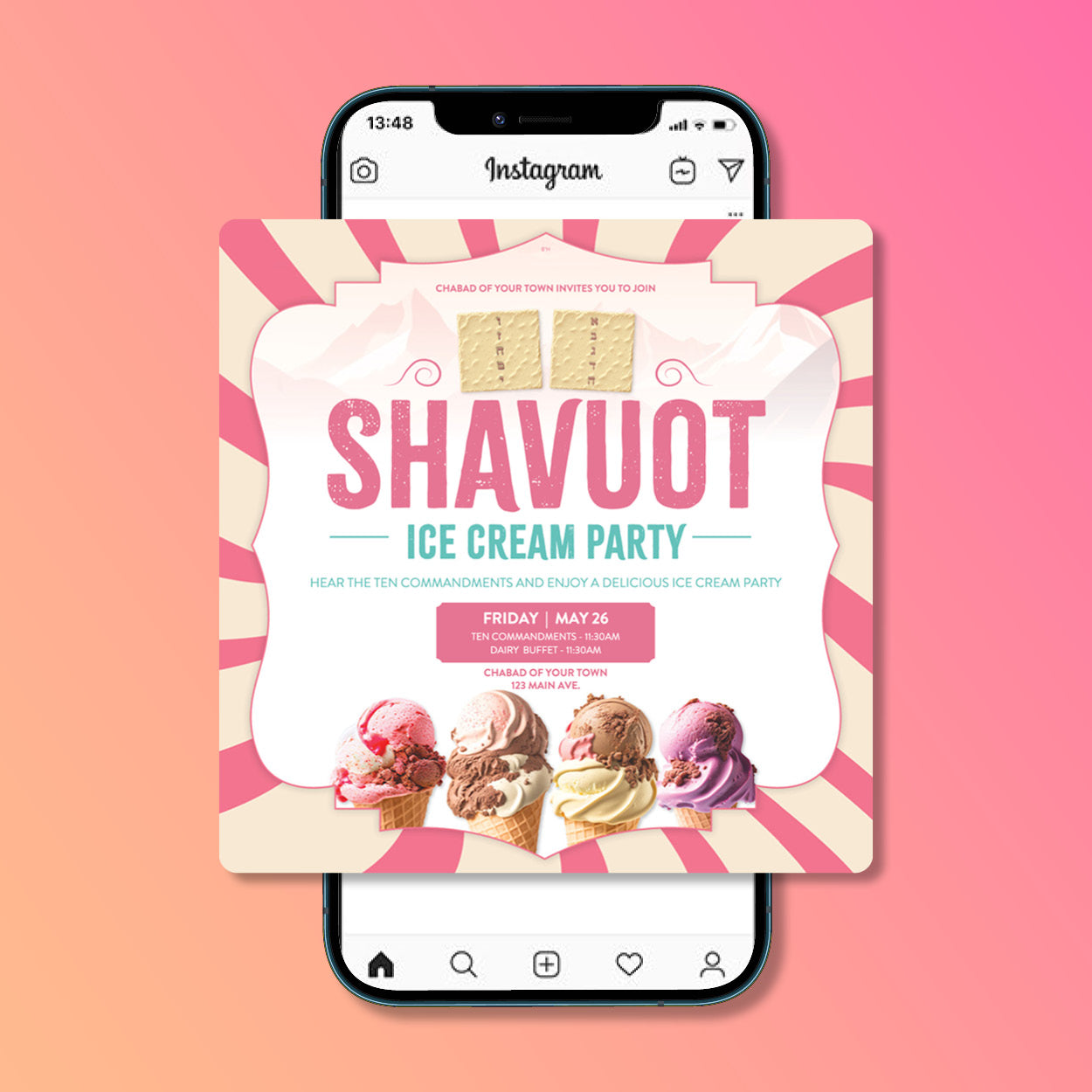 Shavuot Ice Cream Party - Customize this vibrant Shavuot Design!