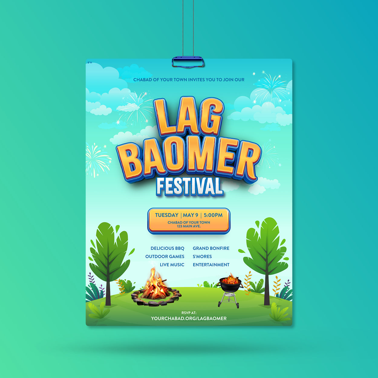 Customizable Chabad Lag BaOmer festival design