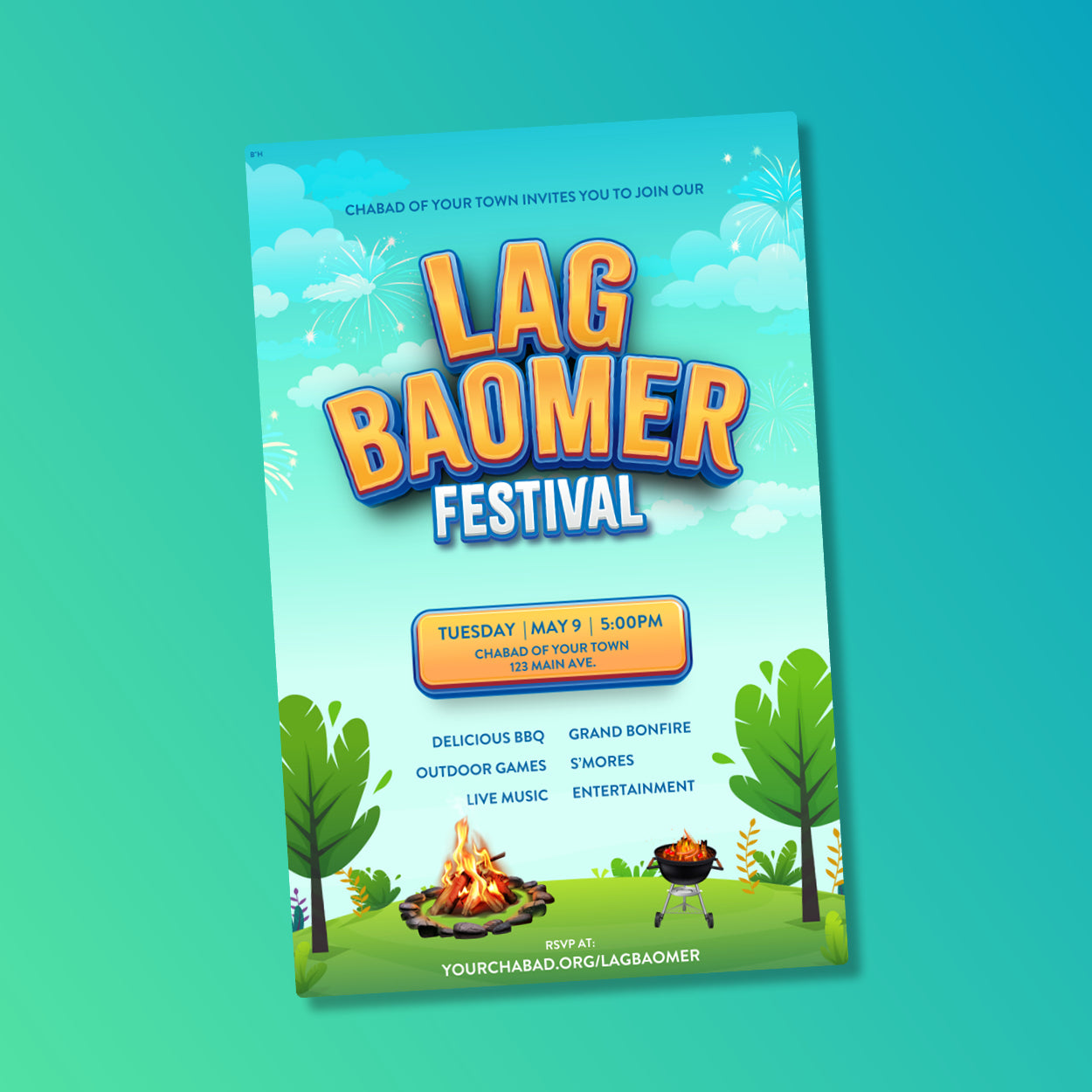 Customizable Chabad Lag BaOmer festival design