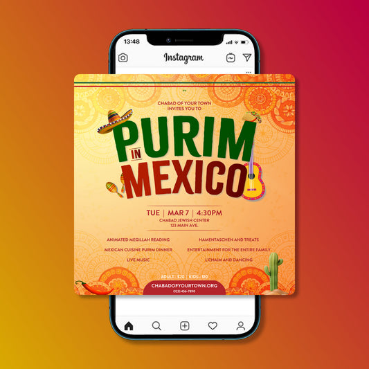Purim in Mexico Customizable Design - Flyer